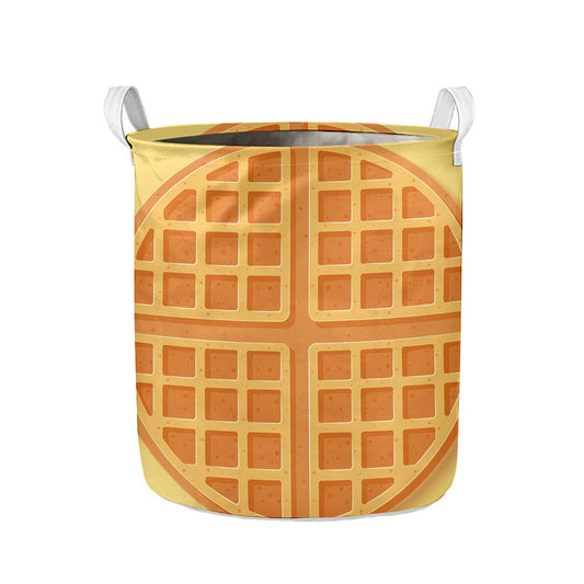 Round Waffle Print Collapsible Laundry Basket