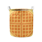 Round Waffle Print Collapsible Laundry Basket