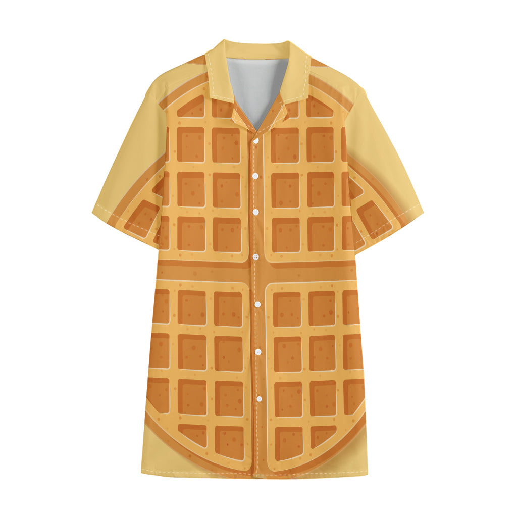 Round Waffle Print Cotton Hawaiian Shirt