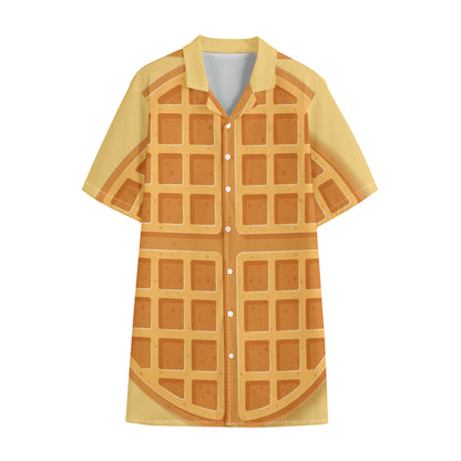 Round Waffle Print Cotton Hawaiian Shirt