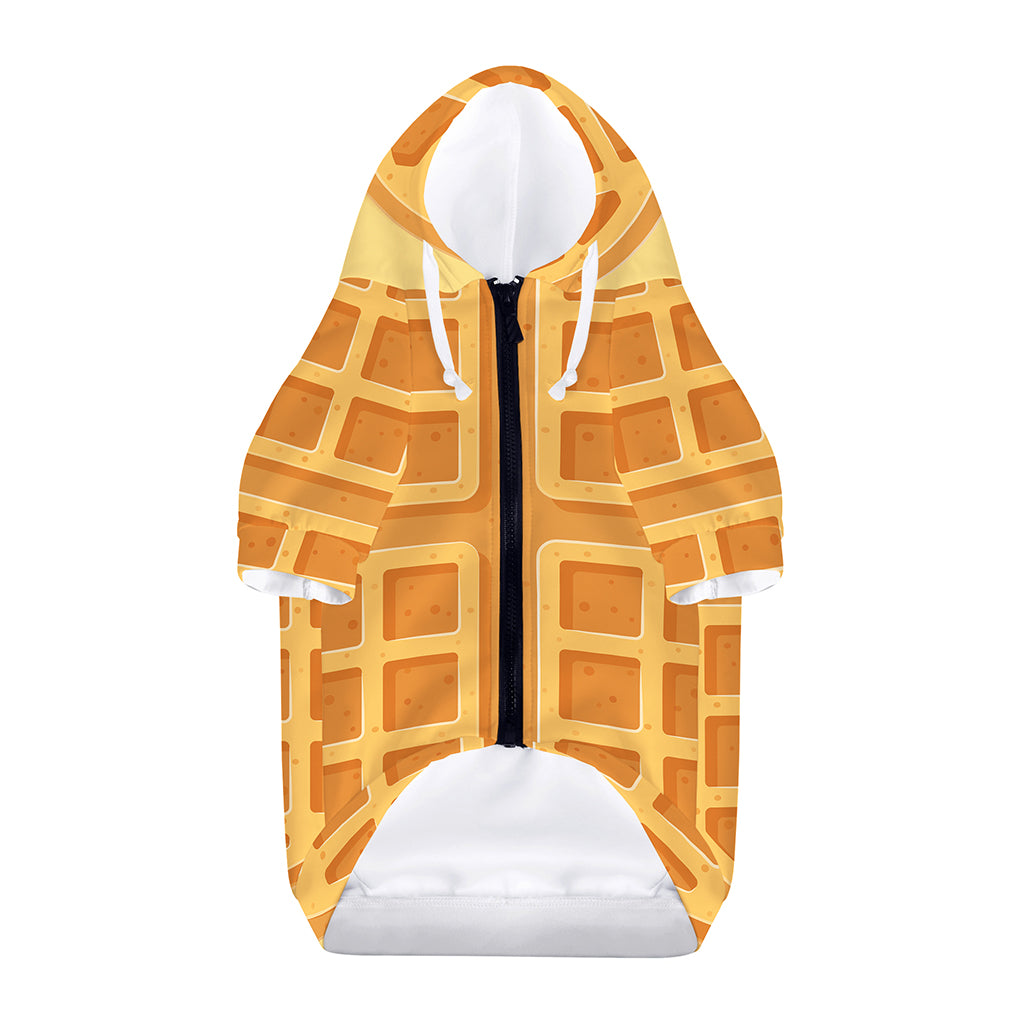 Round Waffle Print Dog Zip Up Hoodie