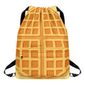 Round Waffle Print Drawstring Backpack