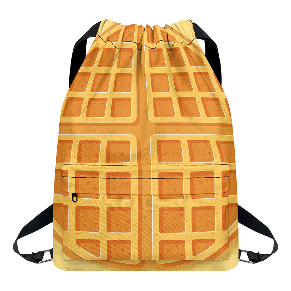 Round Waffle Print Drawstring Backpack