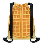 Round Waffle Print Drawstring Backpack