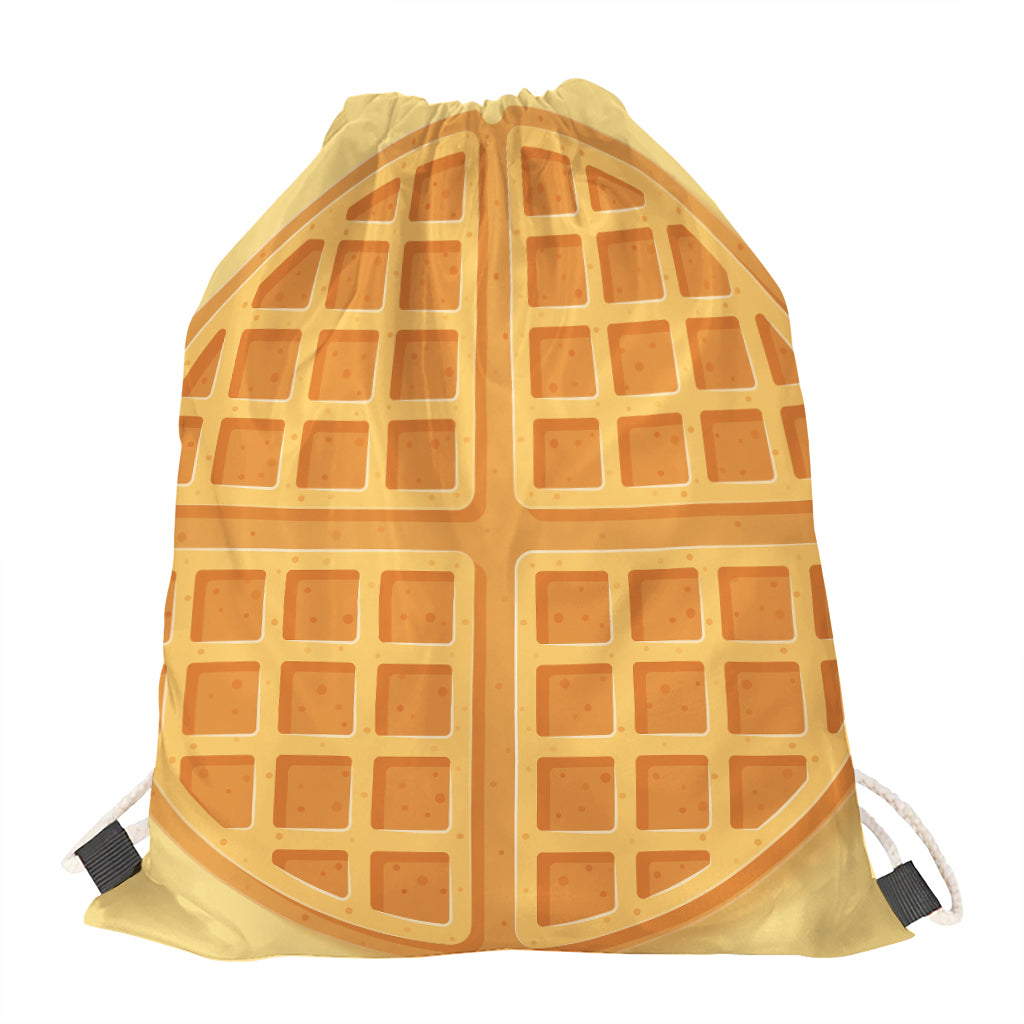 Round Waffle Print Drawstring Bag