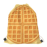 Round Waffle Print Drawstring Bag