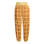 Round Waffle Print Fleece Lined Knit Pants