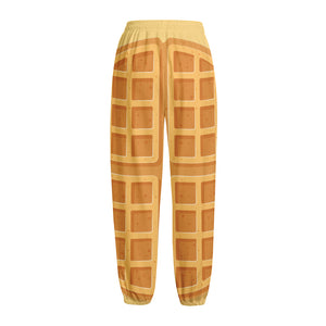 Round Waffle Print Fleece Lined Knit Pants