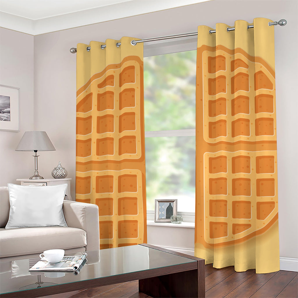 Round Waffle Print Grommet Curtains