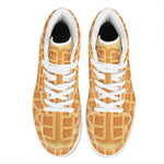 Round Waffle Print High Top Leather Sneakers