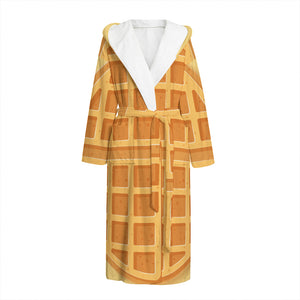 Round Waffle Print Hooded Bathrobe