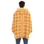 Round Waffle Print Hoodie Blanket