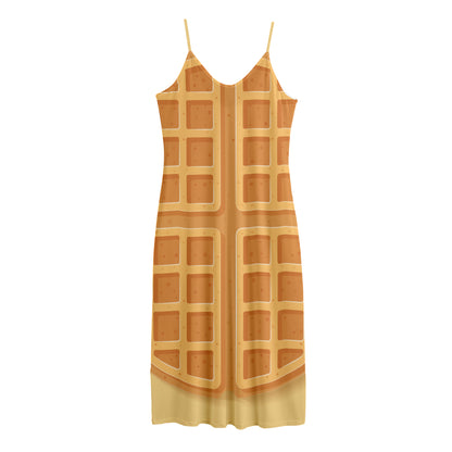 Round Waffle Print Jersey Midi Cami Dress
