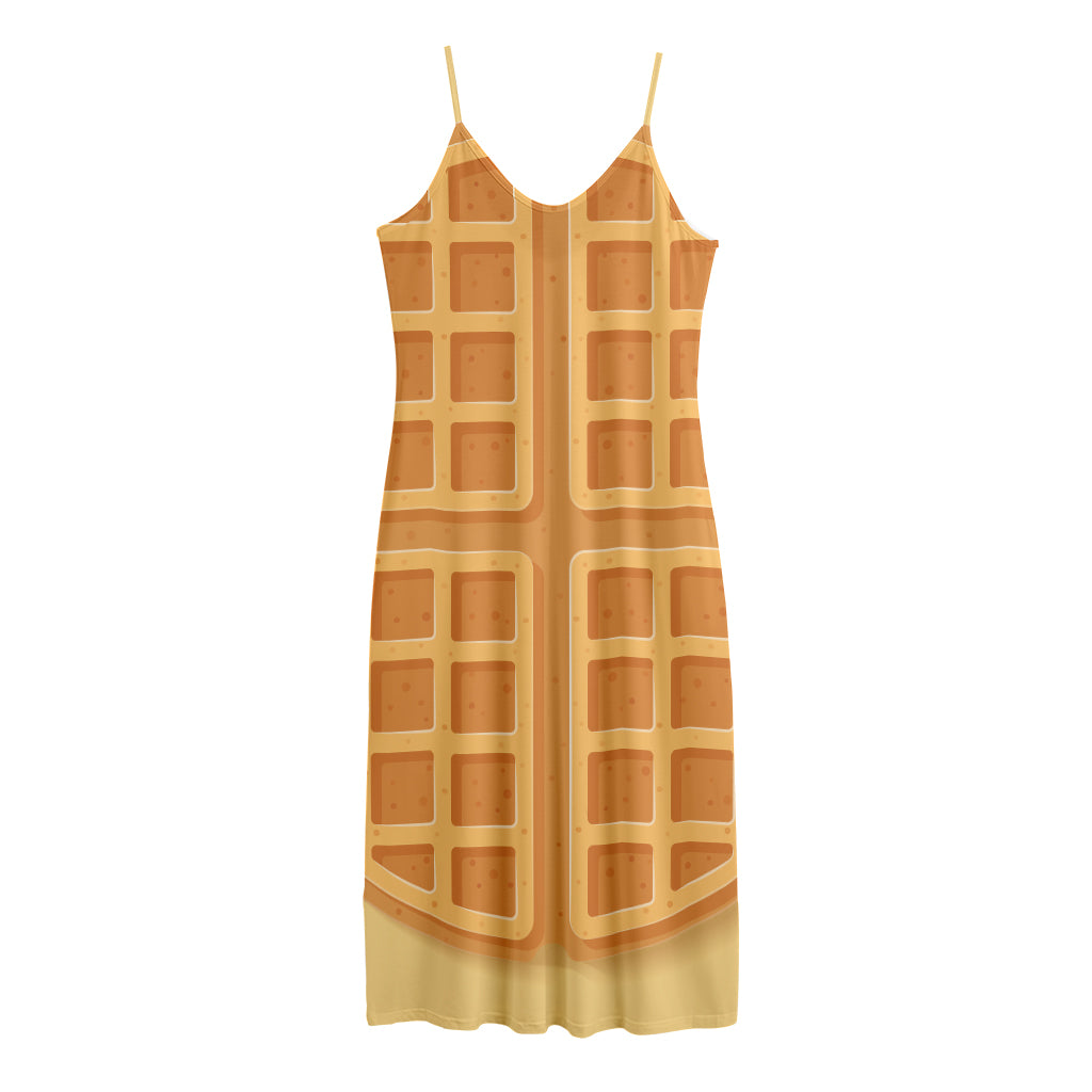 Round Waffle Print Jersey Midi Cami Dress