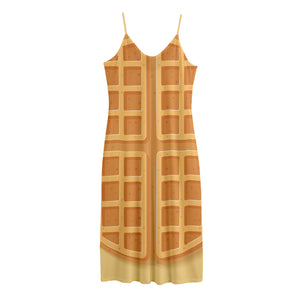 Round Waffle Print Jersey Midi Cami Dress