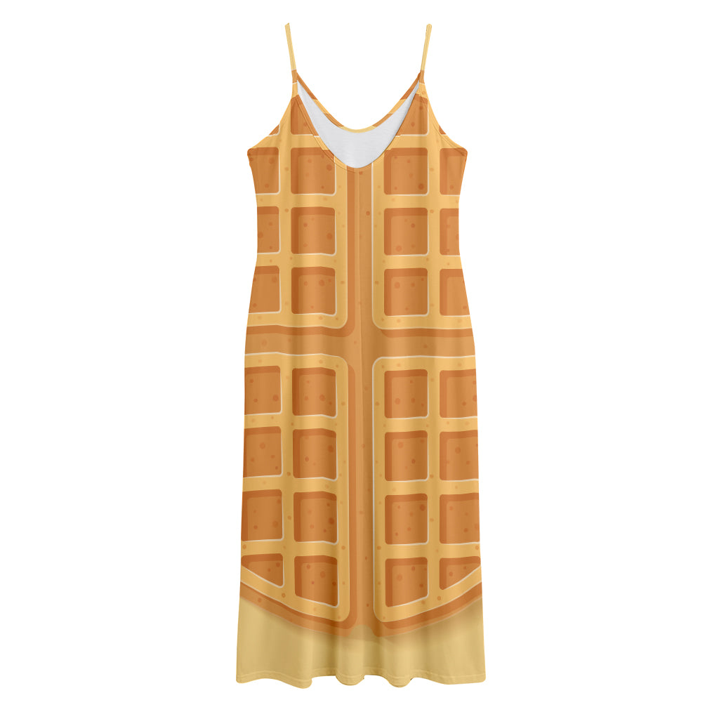 Round Waffle Print Jersey Midi Cami Dress