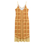 Round Waffle Print Jersey Midi Cami Dress