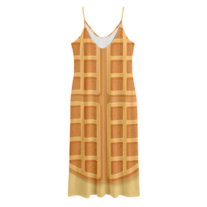 Round Waffle Print Jersey Midi Cami Dress