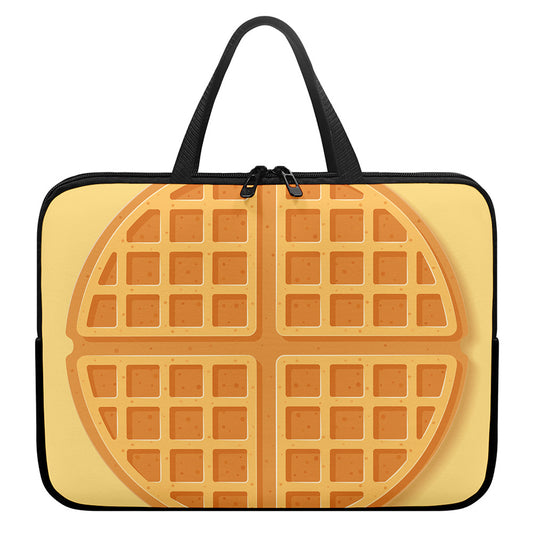 Round Waffle Print Laptop Sleeve With Handle