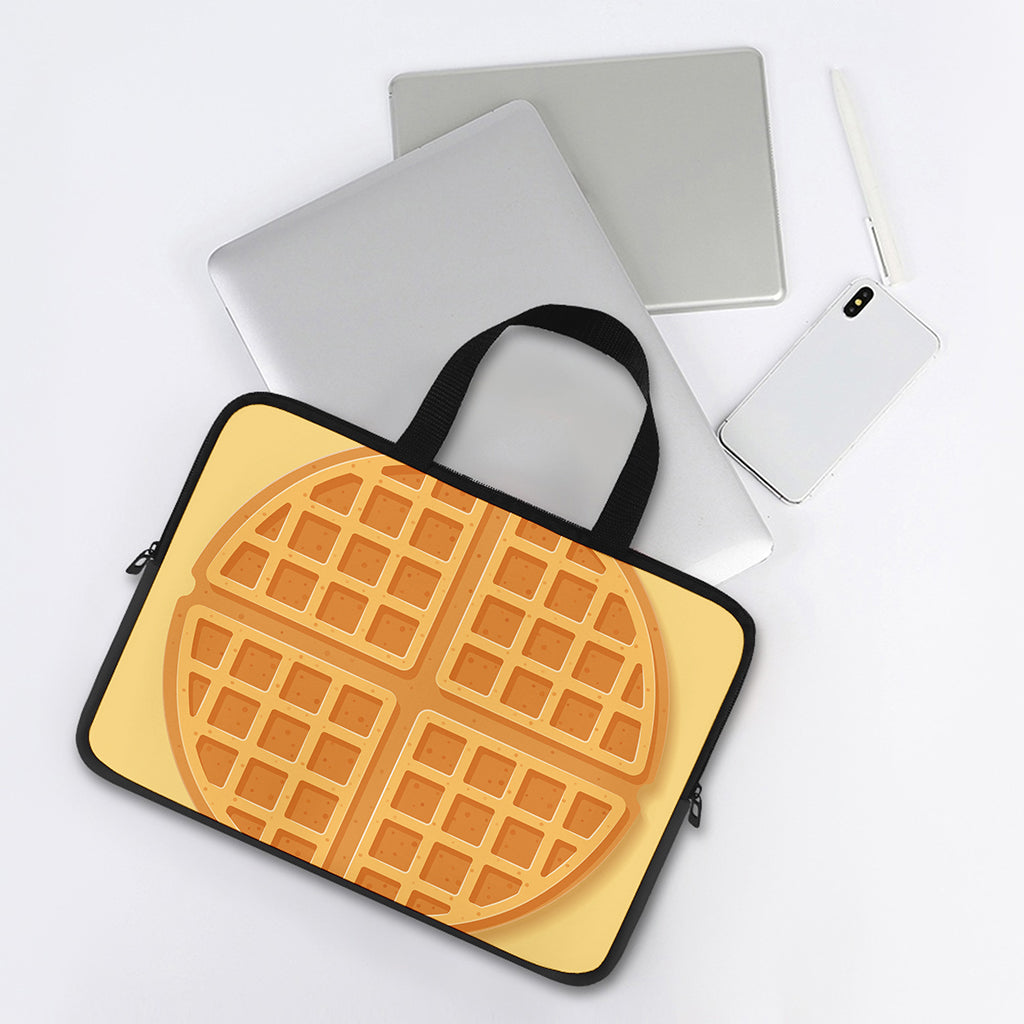 Round Waffle Print Laptop Sleeve With Handle