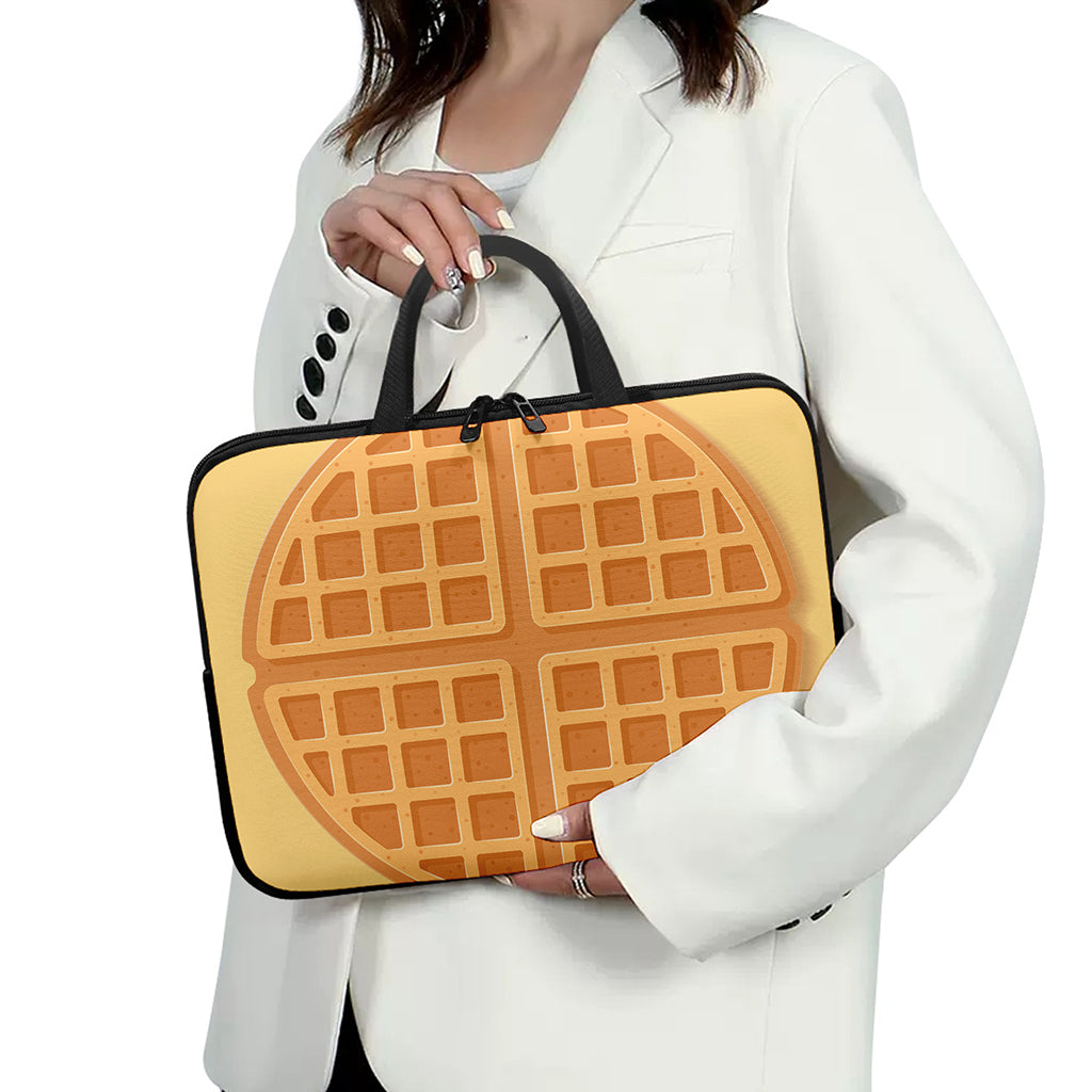 Round Waffle Print Laptop Sleeve With Handle