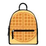 Round Waffle Print Leather Backpack