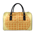 Round Waffle Print Leather Duffel Bag