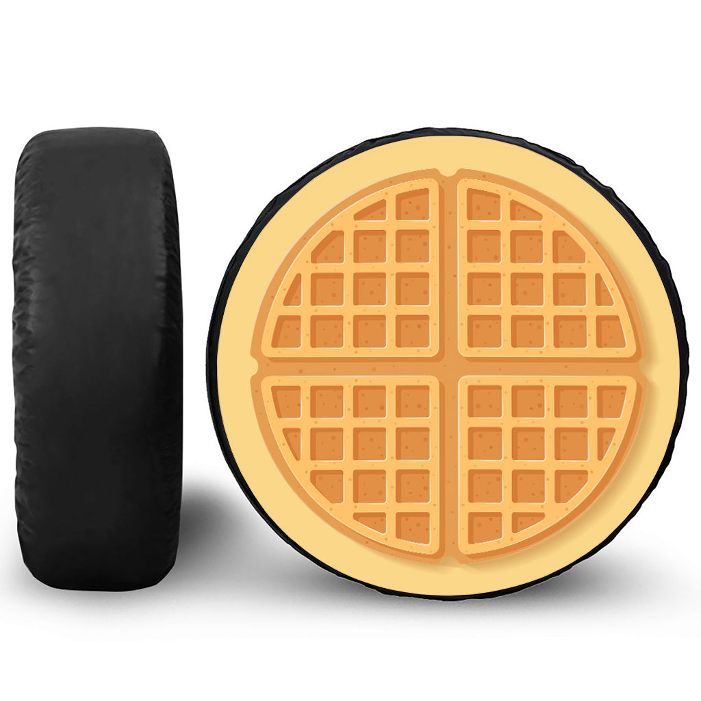 Round Waffle Print Leather Spare Tire Cover