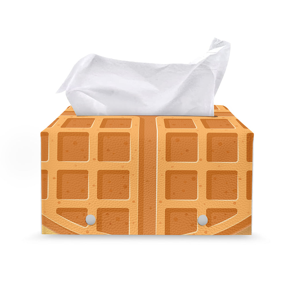 Round Waffle Print Leather Tissue Box Cover