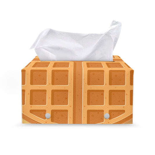 Round Waffle Print Leather Tissue Box Cover