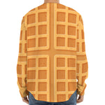 Round Waffle Print Long Sleeve Baseball Jersey