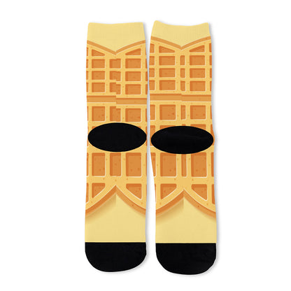Round Waffle Print Long Socks