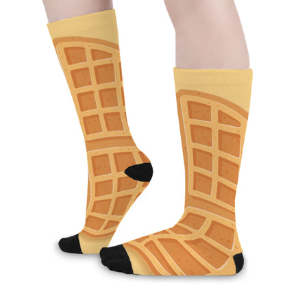 Round Waffle Print Long Socks