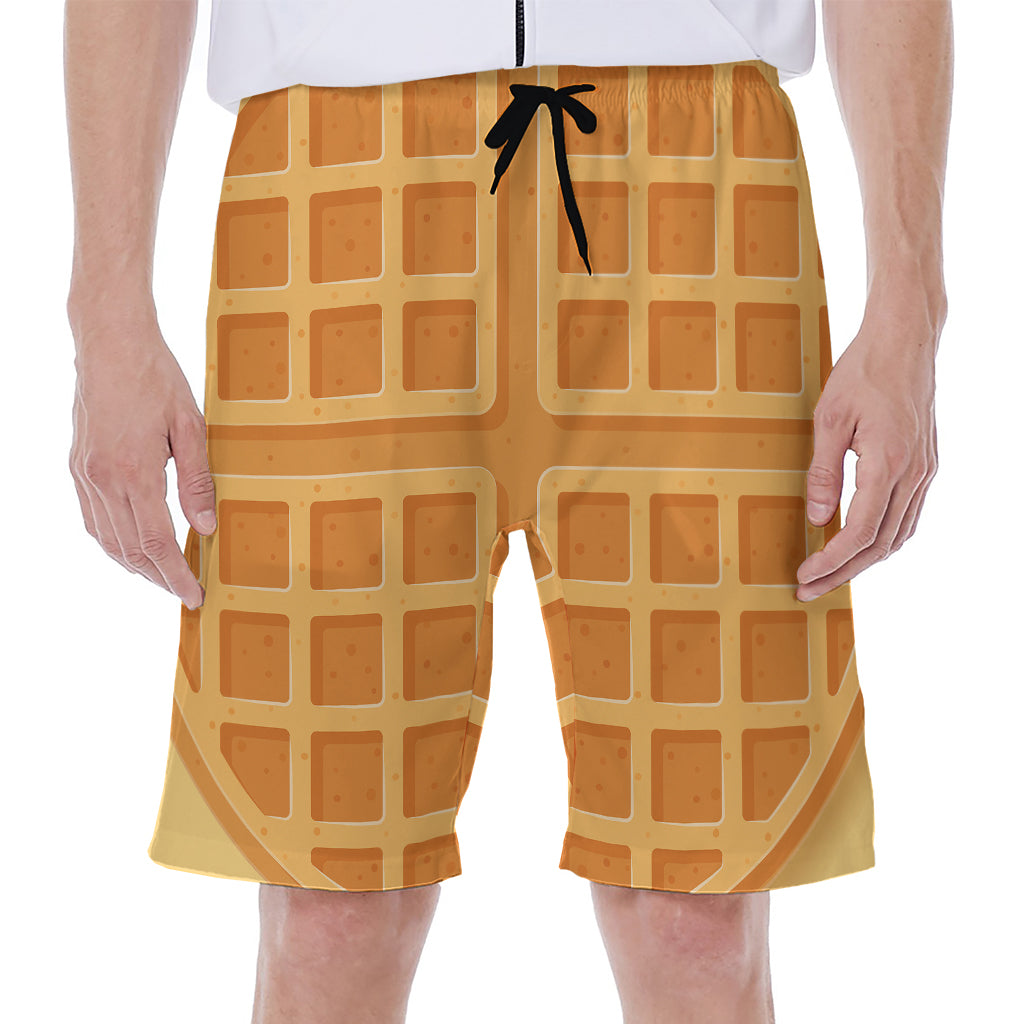 Round Waffle Print Men's Beach Shorts