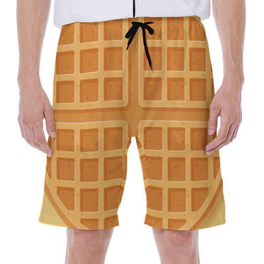 Round Waffle Print Men's Beach Shorts