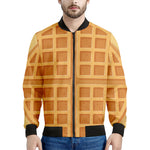 Round Waffle Print Men's Bomber Jacket
