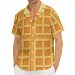 Round Waffle Print Men's Deep V-Neck Shirt