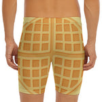 Round Waffle Print Men's Long Boxer Briefs