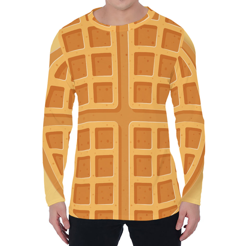 Round Waffle Print Men's Long Sleeve T-Shirt