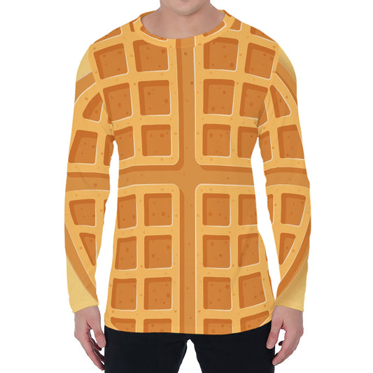 Round Waffle Print Men's Long Sleeve T-Shirt