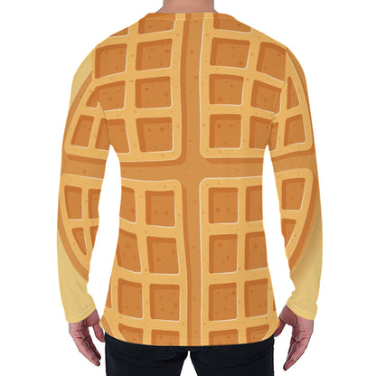 Round Waffle Print Men's Long Sleeve T-Shirt