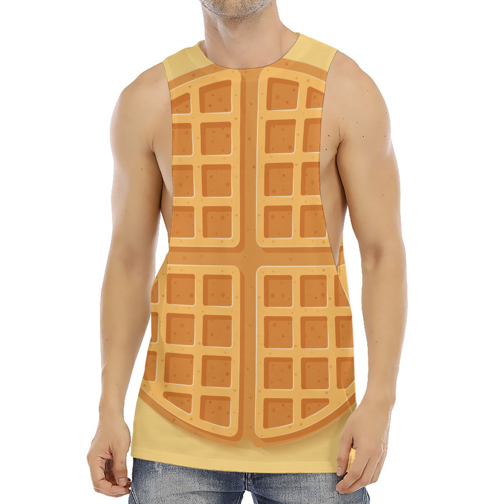 Round Waffle Print Men's Muscle Tank Top