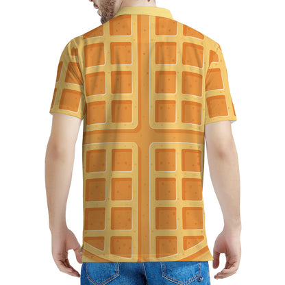 Round Waffle Print Men's Polo Shirt