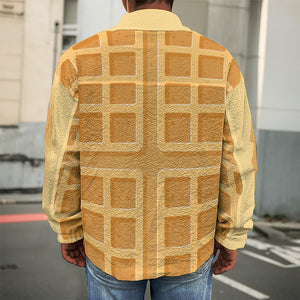 Round Waffle Print Men's Shirt Jacket