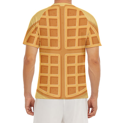Round Waffle Print Men's Short Sleeve Rash Guard