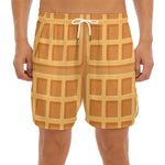 Round Waffle Print Men's Split Running Shorts