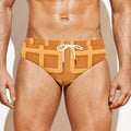 Round Waffle Print Men's Swim Briefs