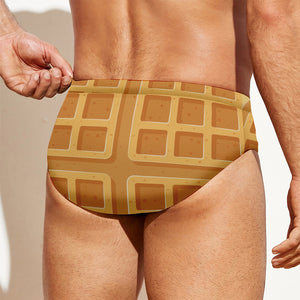 Round Waffle Print Men's Swim Briefs