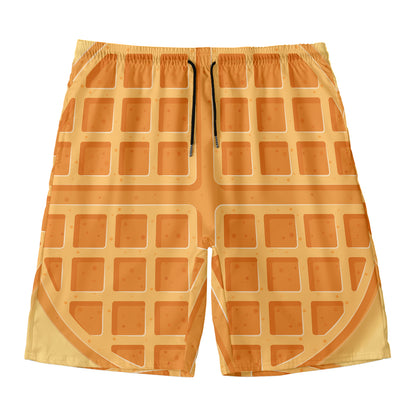 Round Waffle Print Men's Swim Trunks