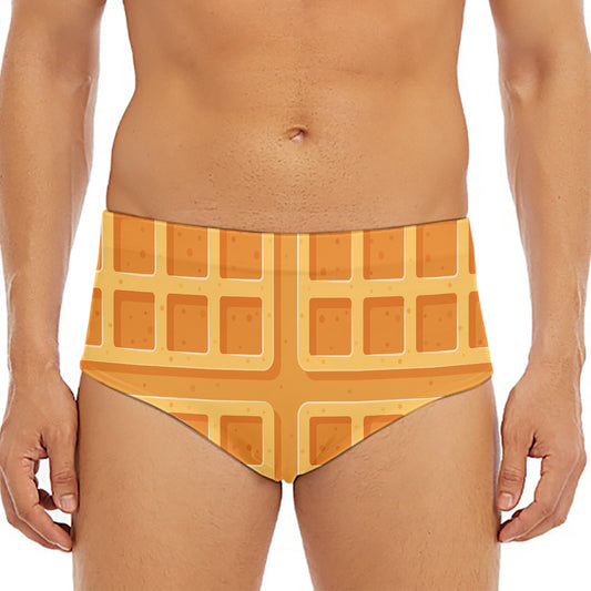 Round Waffle Print Men's Triangle Swim Briefs